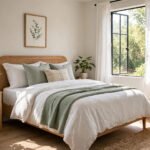 Welcoming guest bedroom ready for visitors with sunlight