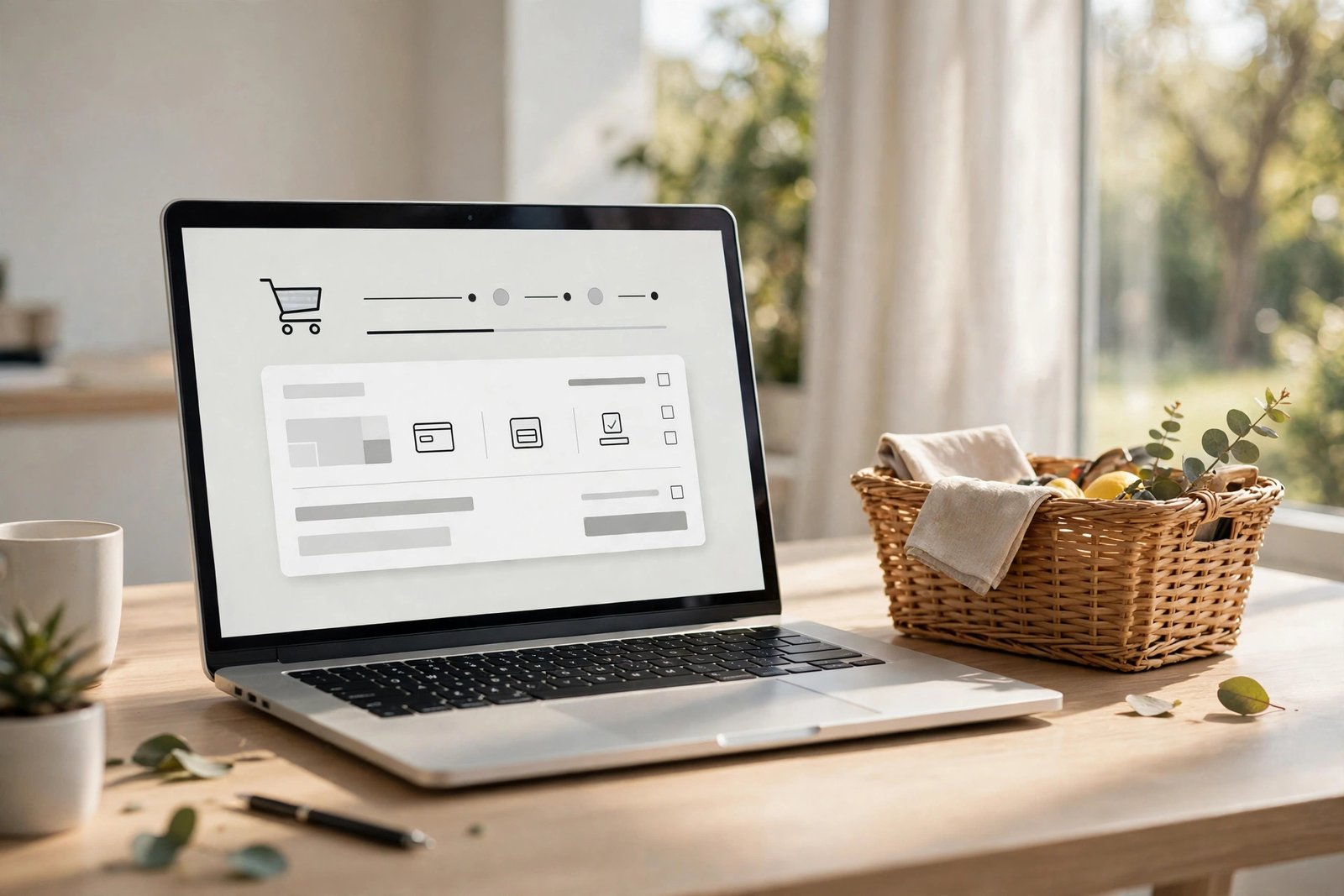 Online store checkout on a laptop for abandoned cart recovery