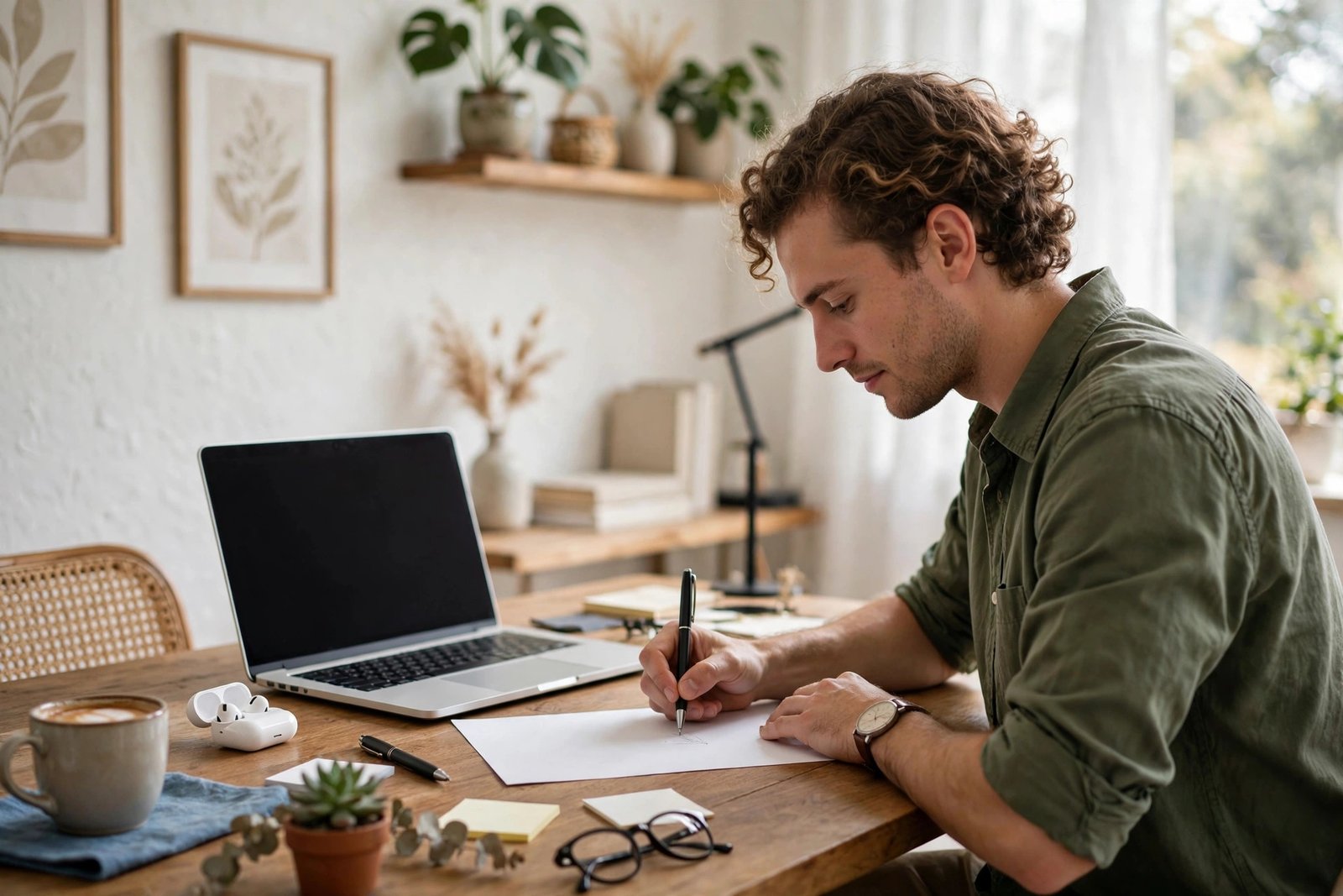 Freelancer signing a contract at a desk